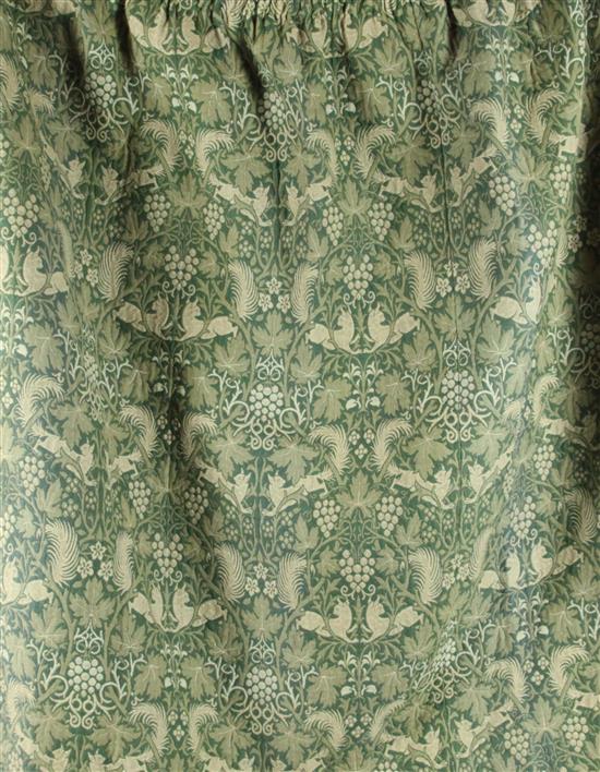 A pair of Arts and Crafts woven curtains by Alexander Murton in the style of Voysey and Morris, H6ft1in. W.6ft.